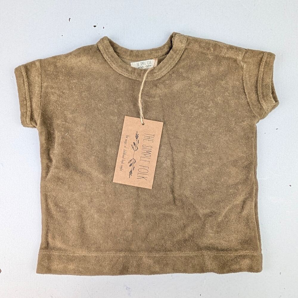The Simple Folk Walnut Terry Boxy Tee - 3-6 Months